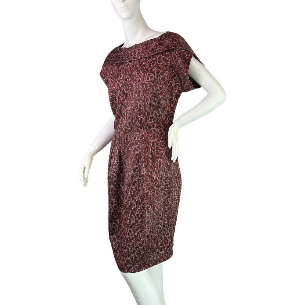 Nicole Farhi 90s Silk Chic Dress Abstract Print Red, White & Black Size Medium